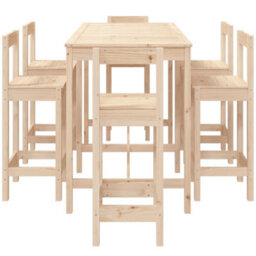 Berkfield 7 Piece Garden Bar Set Solid Wood Pine - thumbnail 5