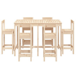 Berkfield 7 Piece Garden Bar Set Solid Wood Pine - thumbnail 4