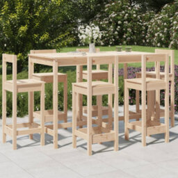 Berkfield 7 Piece Garden Bar Set Solid Wood Pine - thumbnail 1