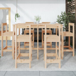 Berkfield 7 Piece Garden Bar Set Solid Wood Pine - thumbnail 3