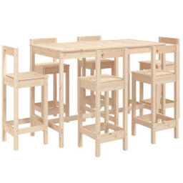 Berkfield 7 Piece Garden Bar Set Solid Wood Pine - thumbnail 2