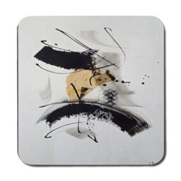 Benjamin Tate Design Abstract Black Gold Placemat And Coaster Set With Wood Base And Premium Print Artwork Limited Edition - thumbnail 3