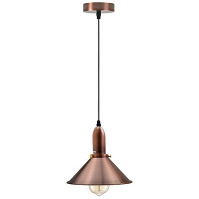 Retro Copper Hanging Pendant Industrial Light Metal Cone Shape Shade Indoor Chandelier Fitting - image 1