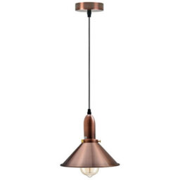 Retro Copper Hanging Pendant Industrial Light Metal Cone Shape Shade Indoor Chandelier Fitting - thumbnail 1