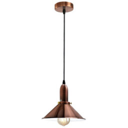 Retro Copper Hanging Pendant Industrial Light Metal Cone Shape Shade Indoor Chandelier Fitting - thumbnail 7