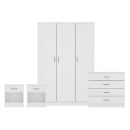Lassic Vida Designs Riano 4 Piece Bedroom Set (1 Drawer Bedside Chest, 4 Drawer Chest, 3 Door Wardrobe), White - thumbnail 8