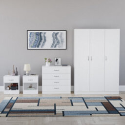 Lassic Vida Designs Riano 4 Piece Bedroom Set (1 Drawer Bedside Chest, 4 Drawer Chest, 3 Door Wardrobe), White - thumbnail 7