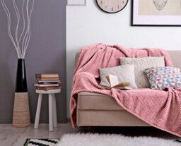 Waffle Flannel Fleece Throw Blanket Soft Warm Sofa Bed Travel (Blush Pink, Double) - Pack Of 2 - thumbnail 4