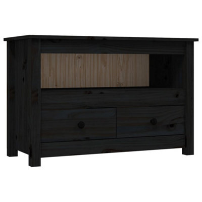 Berkfield Modern Tv Cabinet Black 79X35X52 Cm Solid Wood Pine - image 1