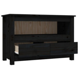 Berkfield Modern Tv Cabinet Black 79X35X52 Cm Solid Wood Pine - thumbnail 7
