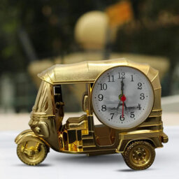 "8""x 5"" Alarm Clock French Gold Three Wheeler Table Clock Creative Battery Powered Desktop Clock For Home &office Decor" - thumbnail 7