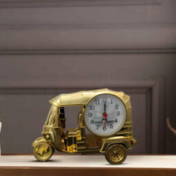"8""x 5"" Alarm Clock French Gold Three Wheeler Table Clock Creative Battery Powered Desktop Clock For Home &office Decor" - thumbnail 6