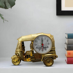 "8""x 5"" Alarm Clock French Gold Three Wheeler Table Clock Creative Battery Powered Desktop Clock For Home &office Decor" - thumbnail 8