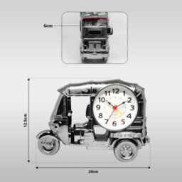 "8""x 5"" Alarm Clock French Gold Three Wheeler Table Clock Creative Battery Powered Desktop Clock For Home &office Decor" - thumbnail 3