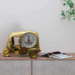 "8""x 5"" Alarm Clock French Gold Three Wheeler Table Clock Creative Battery Powered Desktop Clock For Home &office Decor" - thumbnail 5