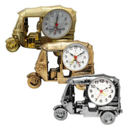 "8""x 5"" Alarm Clock French Gold Three Wheeler Table Clock Creative Battery Powered Desktop Clock For Home &office Decor" - thumbnail 4