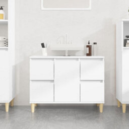 Berkfield Sink Cabinet White 80X33X60 Cm Engineered Wood - thumbnail 1