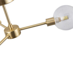 First Choice Lighting Set Of 2 Toner - Satin Brass With Globes 3 Light Flush Ceiling Lights - thumbnail 4
