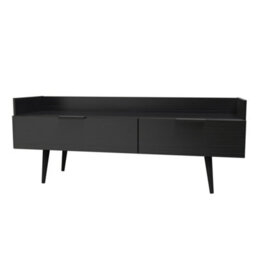 Hong Kong Ready Assembled Matt Black Media Unit With 2 Drawers, (H)128Cm X (W)51.5Cm X (D)39.5Cm