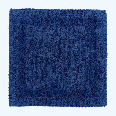 Homescapes Luxury Reversible Cotton Shower Mat - Navy Blue - image 1