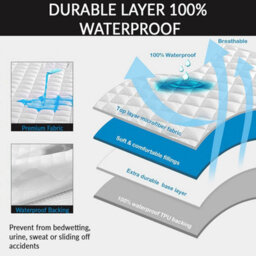 istyle mode Small Double Elastic Quilted Fitted Mattress Protector, Mattress Cover Stretches Up To 30Cm Deep, Machine Washable Mattress Topper - thumbnail 5