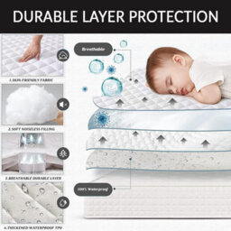 istyle mode Small Double Elastic Quilted Fitted Mattress Protector, Mattress Cover Stretches Up To 30Cm Deep, Machine Washable Mattress Topper - thumbnail 6