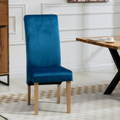 Dosenna Oval Dining Table Set With 4 Rimini Velvet Chairs - Blue - image 1