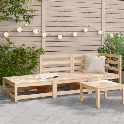Walplus Garden Sofa With Footstool 2-Seater Solid Wood Pine - image 1