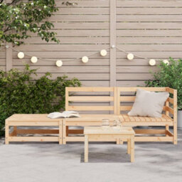 Walplus Garden Sofa With Footstool 2-Seater Solid Wood Pine - thumbnail 3