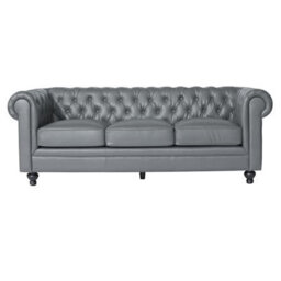 Furniture in Fashion Hertford Chesterfield Faux Leather 3 Seater Sofa In Dark Grey - thumbnail 4
