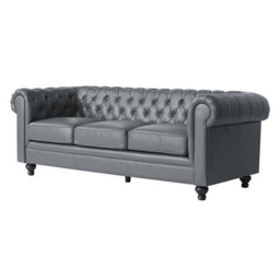 Furniture in Fashion Hertford Chesterfield Faux Leather 3 Seater Sofa In Dark Grey - thumbnail 6