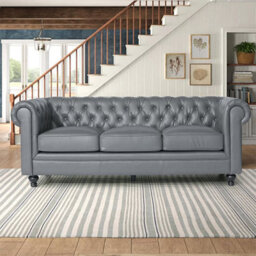 Furniture in Fashion Hertford Chesterfield Faux Leather 3 Seater Sofa In Dark Grey - thumbnail 3