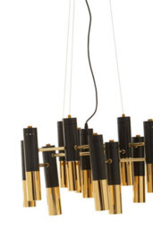 Orsina Modern Gold Finish And Black Pendant Light, 13 Bulb Luxe Ceiling Fixture, Minimalist Metal Hanging Light - thumbnail 5