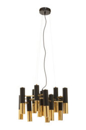 Orsina Modern Gold Finish And Black Pendant Light, 13 Bulb Luxe Ceiling Fixture, Minimalist Metal Hanging Light - thumbnail 3