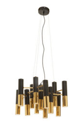 Orsina Modern Gold Finish And Black Pendant Light, 13 Bulb Luxe Ceiling Fixture, Minimalist Metal Hanging Light - thumbnail 2