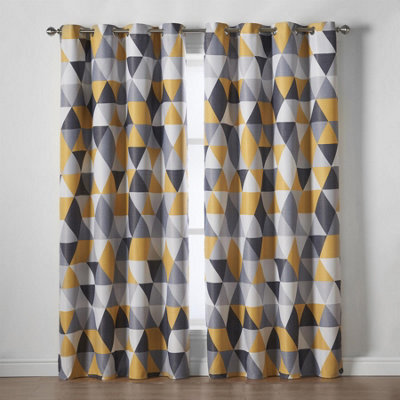 Luxury Living Mo Ring Top Printed Curtains Ochre - image 1