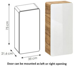 Impact Furniture Bathroom Cabinets Furniture Set 800mm Countertop Vanity Sink Unit Drawer And Tall Wall Cabinet White Gloss Oak Arub - thumbnail 8