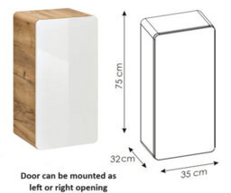 Impact Furniture Bathroom Cabinets Furniture Set 800mm Countertop Vanity Sink Unit Drawer And Tall Wall Cabinet White Gloss Oak Arub - thumbnail 7