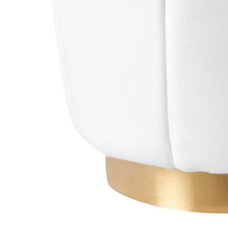 Wyld and Coco Glamorous White Velvet Pouffe With Gold-Tone Base 43Cm - Compact Round Seat - thumbnail 5