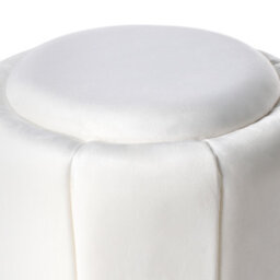 Wyld and Coco Glamorous White Velvet Pouffe With Gold-Tone Base 43Cm - Compact Round Seat - thumbnail 4