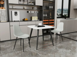 Core Products Aspen White 80Cm Square Dining Table With 2 Light Grey Plastic Curve Design Chairs