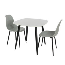 Core Products Aspen White 80Cm Square Dining Table With 2 Light Grey Plastic Curve Design Chairs - thumbnail 2