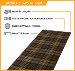 Tartan Hallway Runner Rug - Soft, Comfortable & Durable Carpet For Hall, Kitchen & Corridor - thumbnail 2
