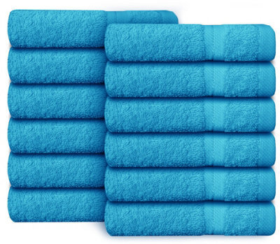 Casabella Premium Quality 12 Teal Face Towels 30X30Cm Highly Absorbent Face Cloth Set, 100% Combed Cotton 650 Gsm - image 1