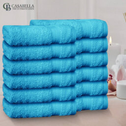 Casabella Premium Quality 12 Teal Face Towels 30X30Cm Highly Absorbent Face Cloth Set, 100% Combed Cotton 650 Gsm - thumbnail 4
