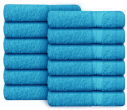 Casabella Premium Quality 12 Teal Face Towels 30X30Cm Highly Absorbent Face Cloth Set, 100% Combed Cotton 650 Gsm
