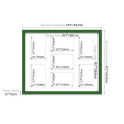 20X16 Inch 7 Opening Photo Collage Frame, Display Seven 6X4 Inch Photos, Multi Aperture Family Picture Frame, Green - thumbnail 4