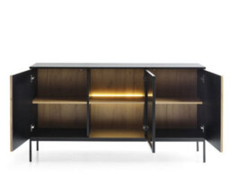 Arte Sento  Sideboard Cabinet (H)830mm (W)1540mm (D)390mm With Led Lighting - Dark Oak And Black Matt - thumbnail 3