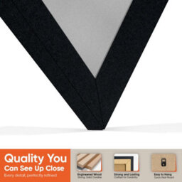 "AK Frames 25X17"" Black Sleek Vinyl Record Frame With Silver Mount For 12 Inch Lp Cover & Disc - Overlapped Design" - thumbnail 3