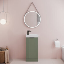 Balterley Green 400mm Floor Standing Cloakroom Vanity Basin Unit With Black Handle Compact Bathroom Storage - thumbnail 2